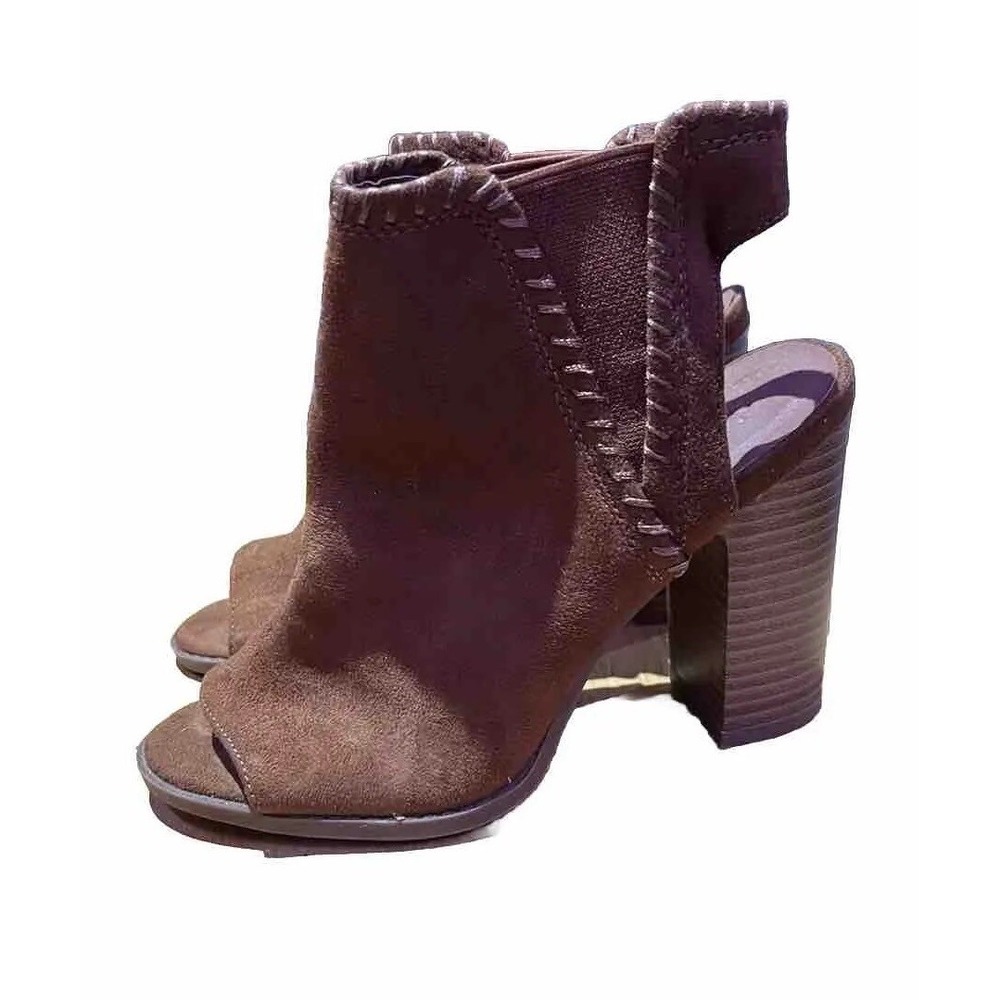 Charolette Russe Womens Size 6 Open‎ Toe Brown Suede Slip On Wedge Style Heels